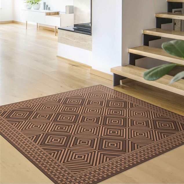 tappeto moderno grigio Piastrelle geometriche Vortice grigio con cornice a mosaico