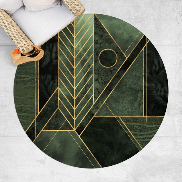 tappeti da esterno Forme geometriche oro smeraldo