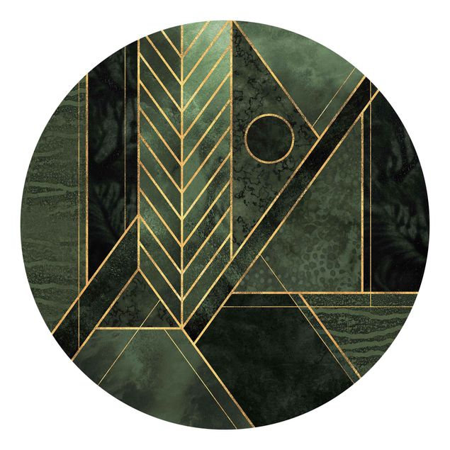 Carte da parati moderne Forme geometriche oro smeraldo