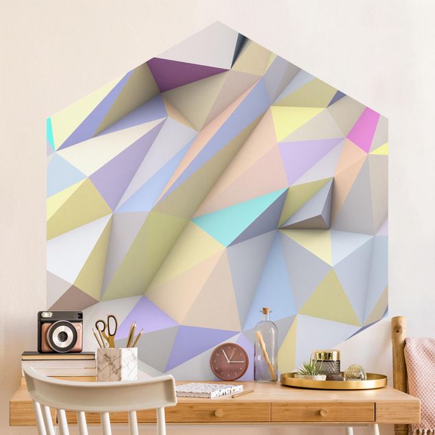 Decorazioni cameretta Triangoli geometrici pastello in 3D