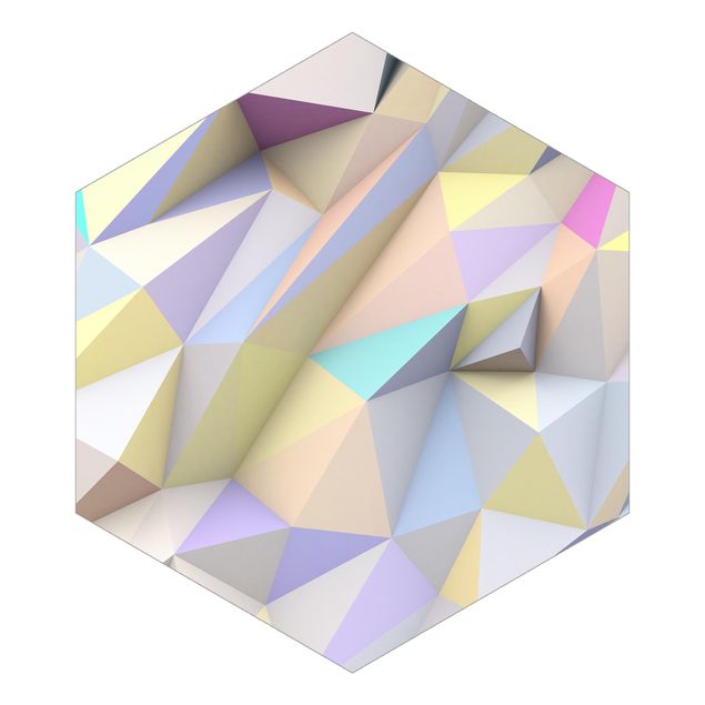 Carta da parati Triangoli geometrici pastello in 3D