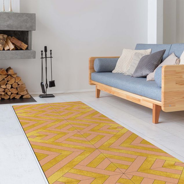 tappeto color oro Mix di piastrelle geometriche Art Déco Oro