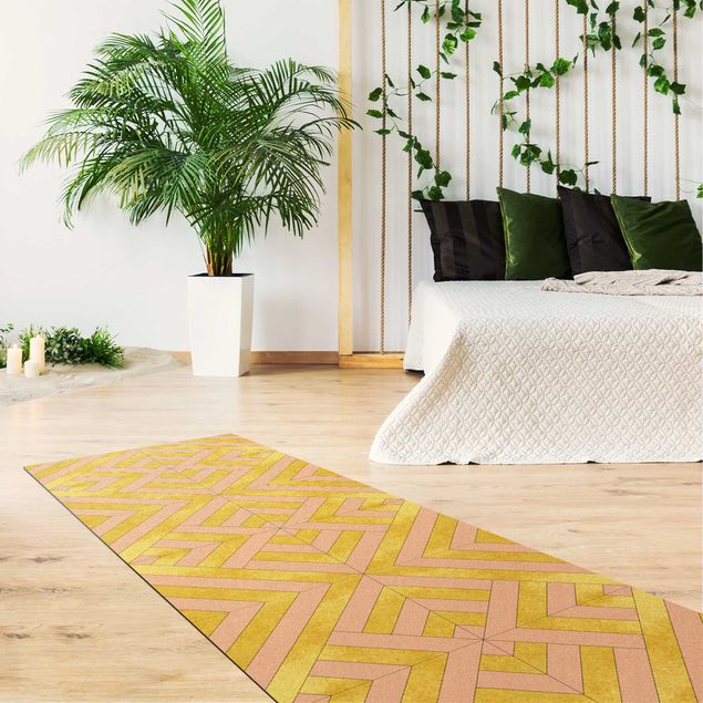 tappeto design moderno Mix di piastrelle geometriche Art Déco Oro