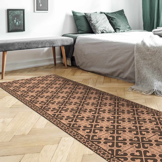 tappeto moderno grigio Mix di piastrelle geometriche Cuori Grigio