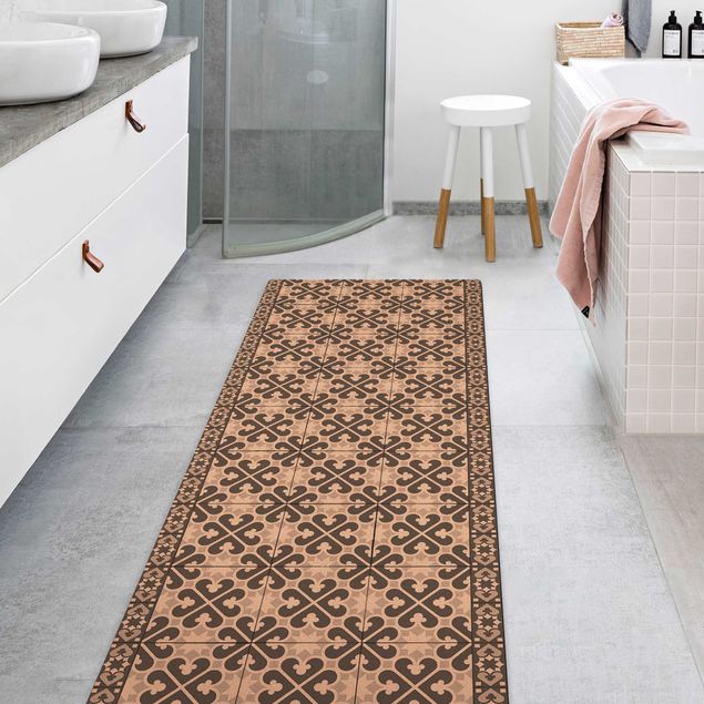tappeto design moderno Mix di piastrelle geometriche Cuori Grigio