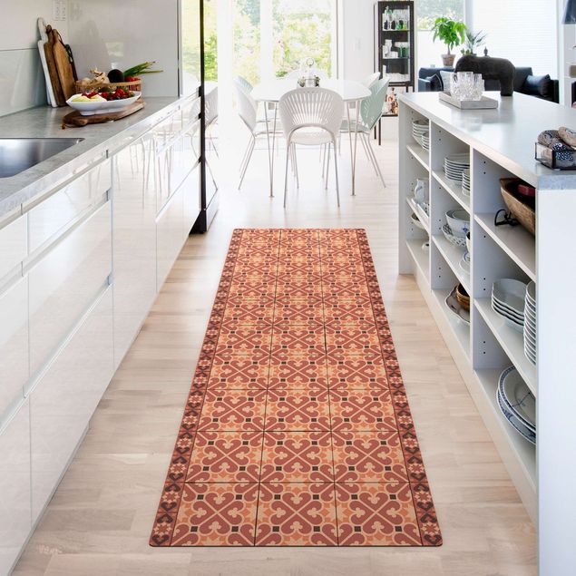 tappeto moderno Mix di piastrelle geometriche Cuori Arancione