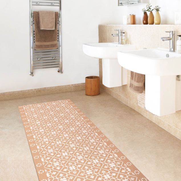 tappeto moderno Mix di piastrelle geometriche Cuori bianchi