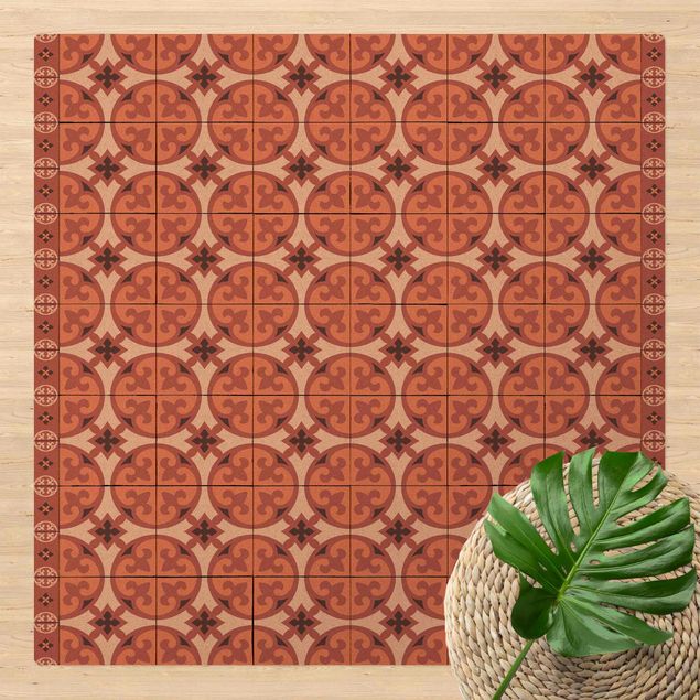 tappeto design moderno Mix di piastrelle geometriche Cerchi Arancione