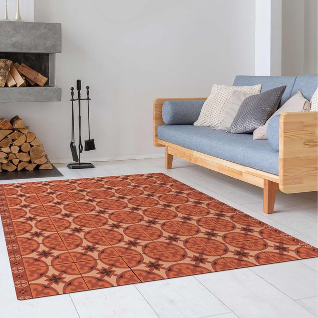 tappeto arancione salotto Mix di piastrelle geometriche Cerchi Arancione