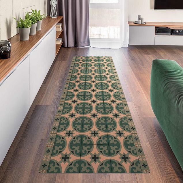 tappeto bagno turchese Mix di piastrelle geometriche Cerchi Turchese