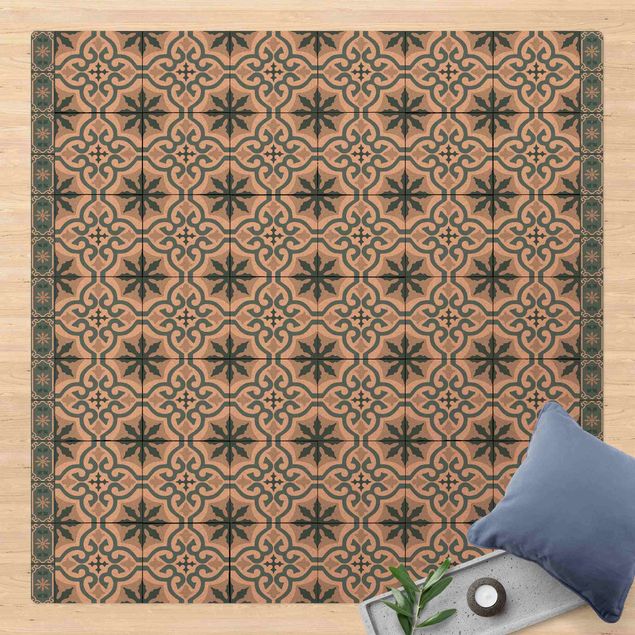 tappeto design moderno Mix di piastrelle geometriche Croce Blu Grigio