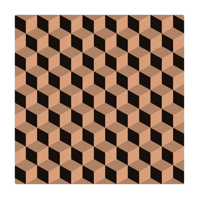 Tappetino di sughero - Mix di piastrelle geometriche con dadi nero - Quadrato 1:1