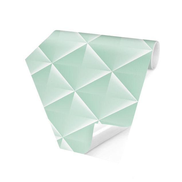 Disegni carta da parati Diamante geometrico 3D in menta