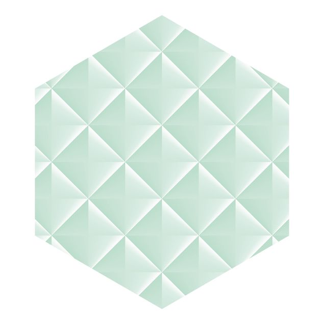 Carta parati rosa Diamante geometrico 3D in menta