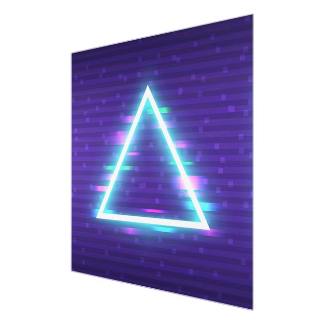 Quadro in vetro - Triangolo geometrico in colori neon