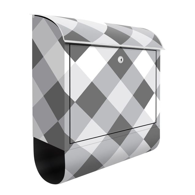 Cassetta postale grigio Motivo geometrico scacchiera ruotata grigio