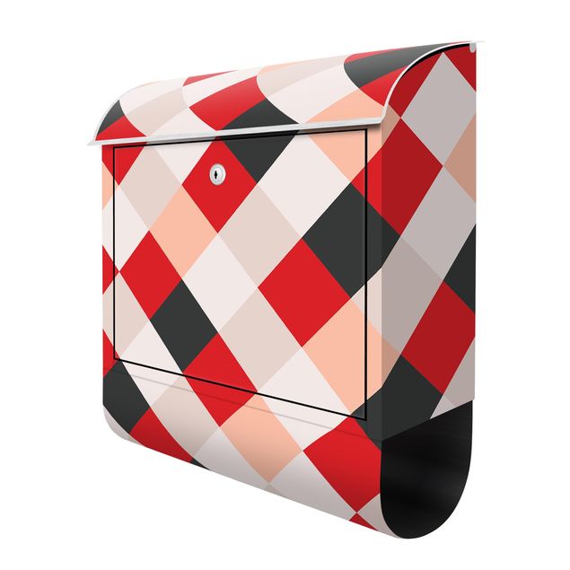 Cassette postali Motivo geometrico scacchiera ruotata rosso