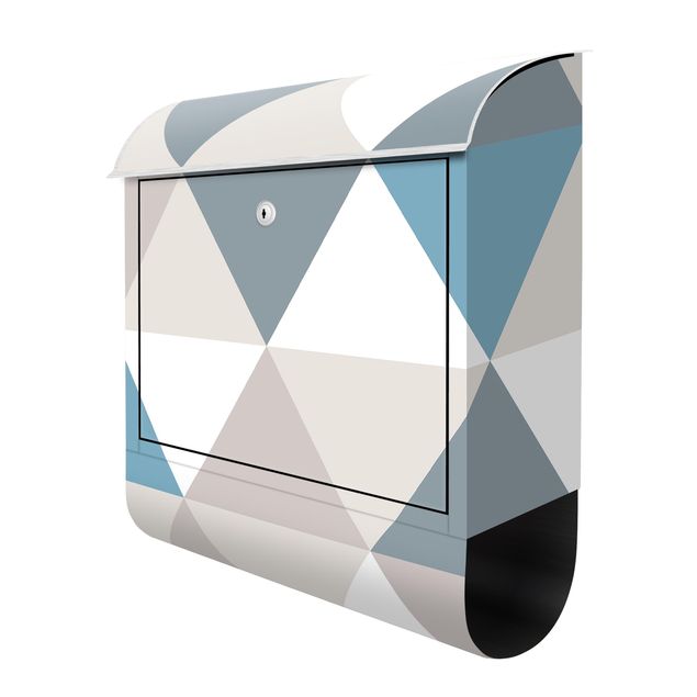 Cassette della posta Motivo geometrico triangolo inclinato blu
