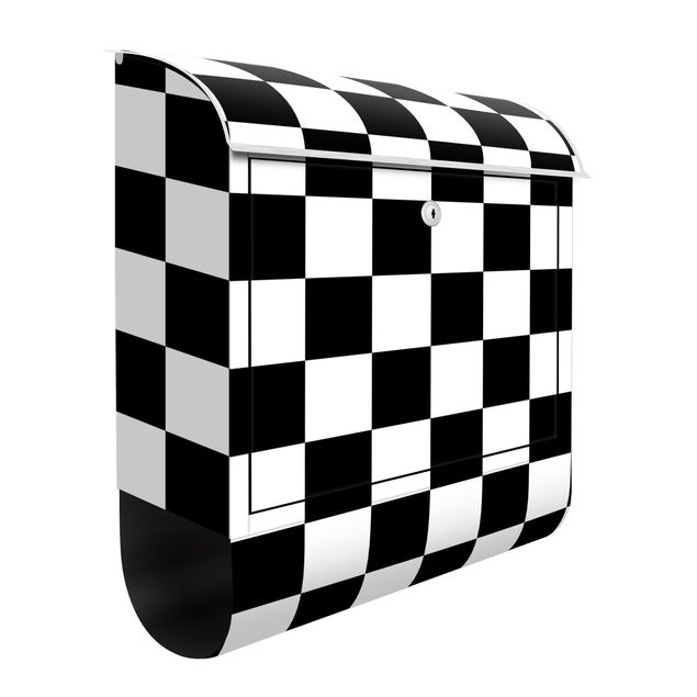 Cassette della posta in bianco e nero Motivo geometrico scacchiera bianco e nero