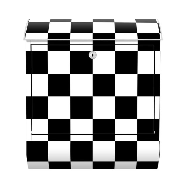 Cassette della posta nere Motivo geometrico scacchiera bianco e nero