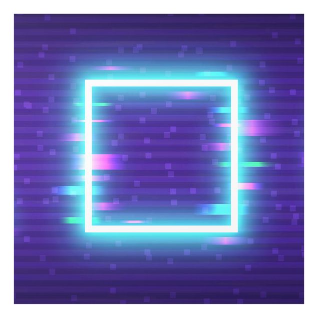 Quadro in vetro - Quadrato geometrico in colori neon