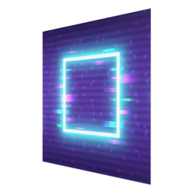 Quadro in vetro - Quadrato geometrico in colori neon