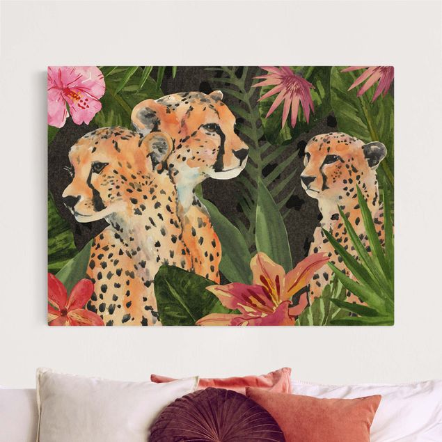 Quadri su tela con gatti Tre ghepardi nella giungla