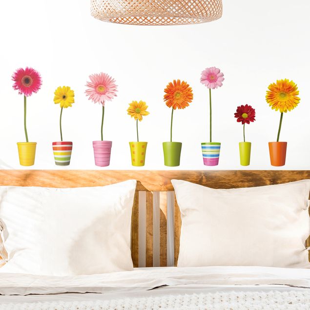 Stickers murali piante Vasi di fiori di gerbera