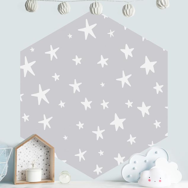 Decorazioni camera neonato Disegno di grandi stelle in cielo grigio