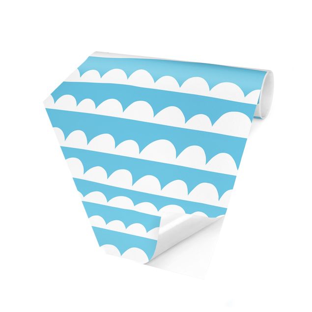 Carta da parati con disegni Bande bianche di nuvole disegnate su un cielo blu