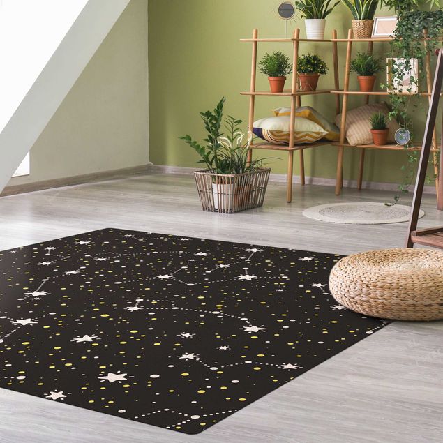 tappeto bagno nero Cielo stellato disegnato con l'orso maggiore