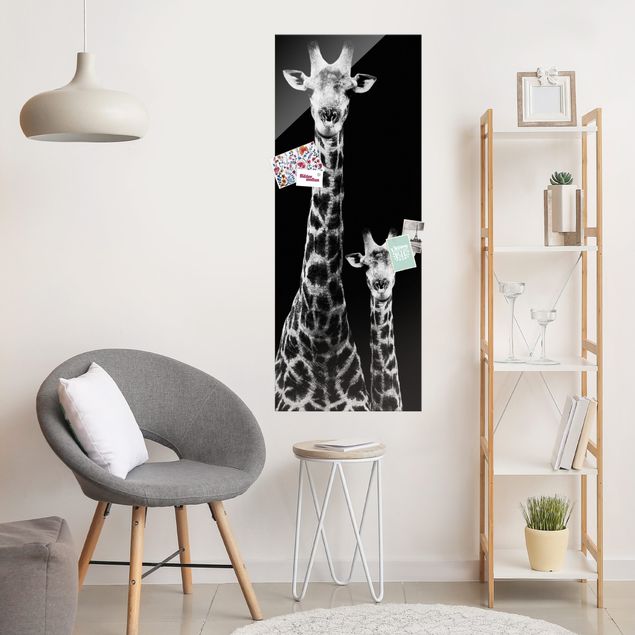 Quadri Africa Duo di giraffe in bianco e nero