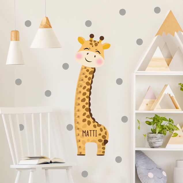 Metro adesivo bambini Giraffa per bambino con nome personalizzato