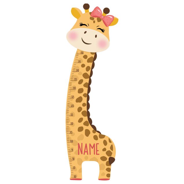 Stickers murali animali Giraffa per bambina con nome personalizzato