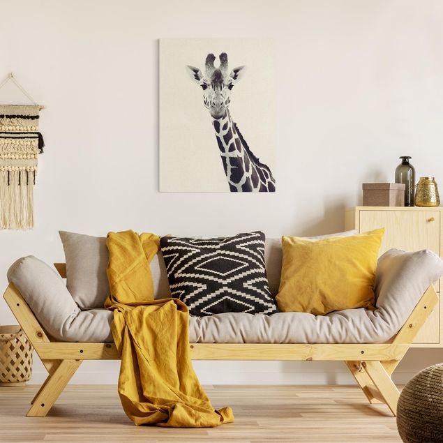 Quadri moderni per arredamento Ritratto di giraffa in bianco e nero