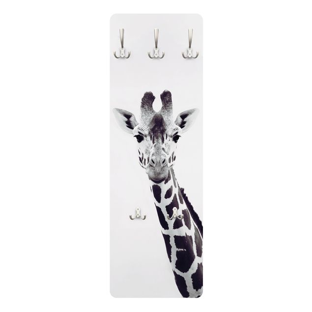 Appendiabiti Ritratto di giraffa in bianco e nero