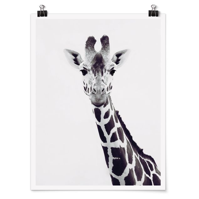 Quadri animali Ritratto di giraffa in bianco e nero