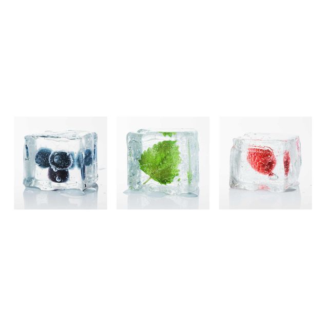 Quadri stampe Frutta e melissa in cubetti di ghiaccio