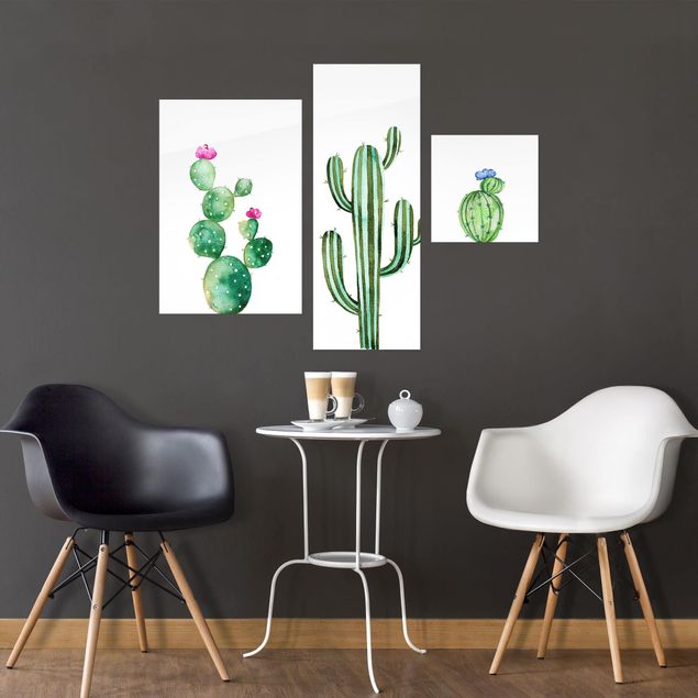 Quadri moderni per arredamento Set di cactus ad acquerello