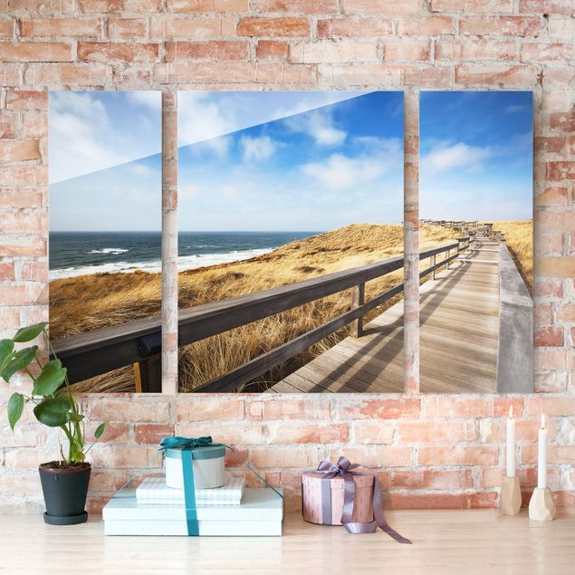 Quadri in vetro con dune Sentiero tra le dune del Mare del Nord a Sylt