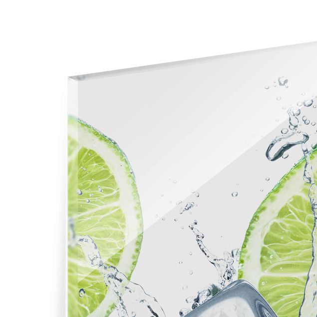 Quadro in vetro - Refreshing lime - 3 parti