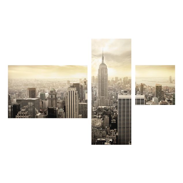 Quadri moderni per arredamento Collage Manhattan all'alba