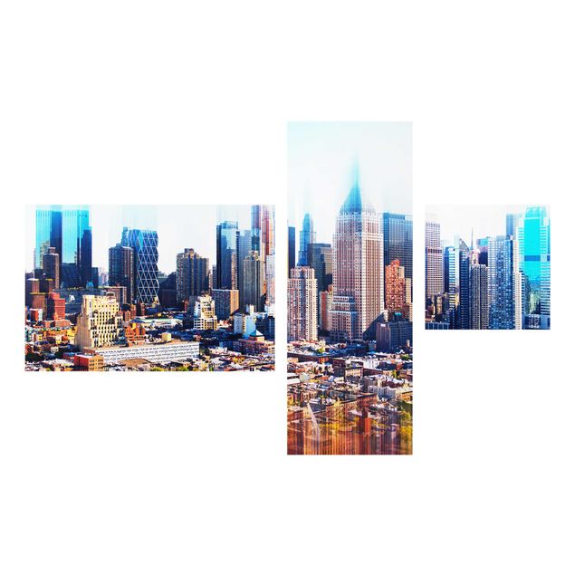 Quadri in vetro New York Skyline di Manhattan tratto urbano