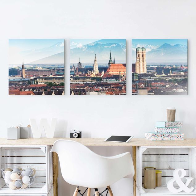 Quadri in vetro con architettura e skylines Monaco di Baviera
