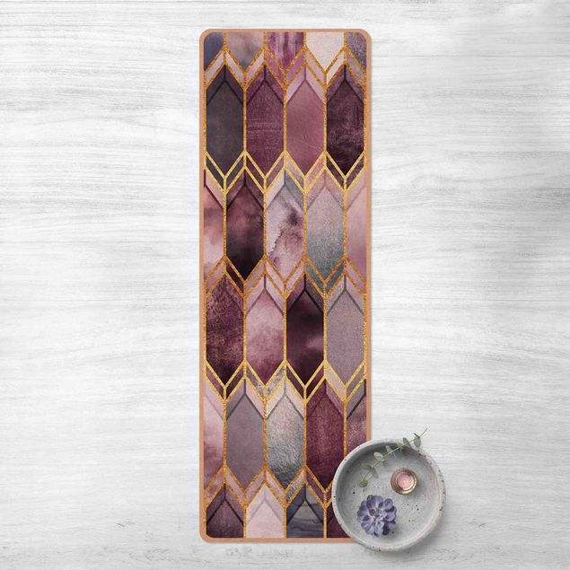 tappeto design moderno Vetro colorato geometrico oro rosa