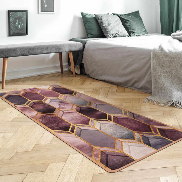 tappeti moderni soggiorno grandi Vetro colorato geometrico oro rosa