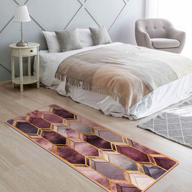 tappeti moderni astratti Vetro colorato geometrico oro rosa