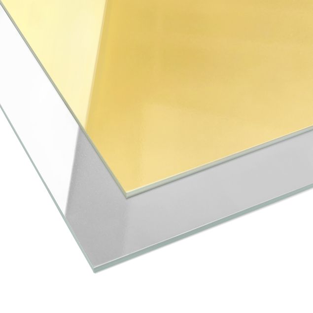 Quadro in vetro - Oro - Foglie tropicali set I - 3 parti