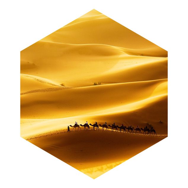 Carta da parati esagonale Dune d'oro