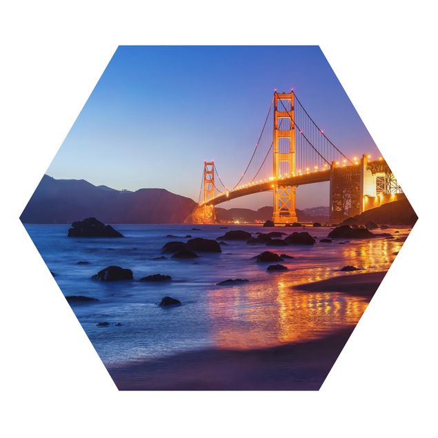 Alluminio Dibond Ponte del Golden Gate al tramonto